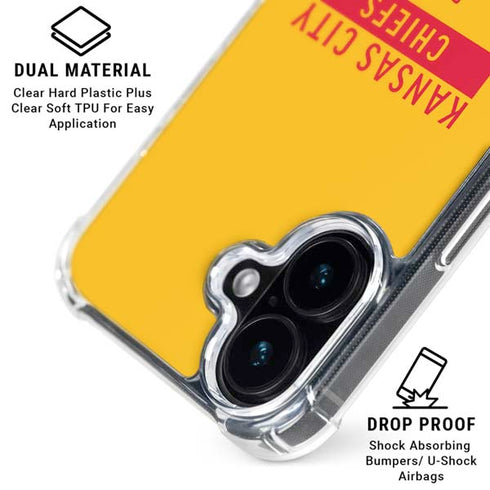 NFL Kansas City Chiefs Yellow Performance Series iPhone 16 Clear Case