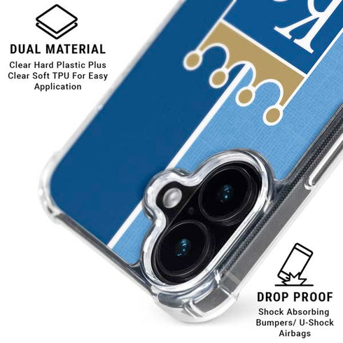 MLB Kansas City Royals Split iPhone 16 Plus Clear Case