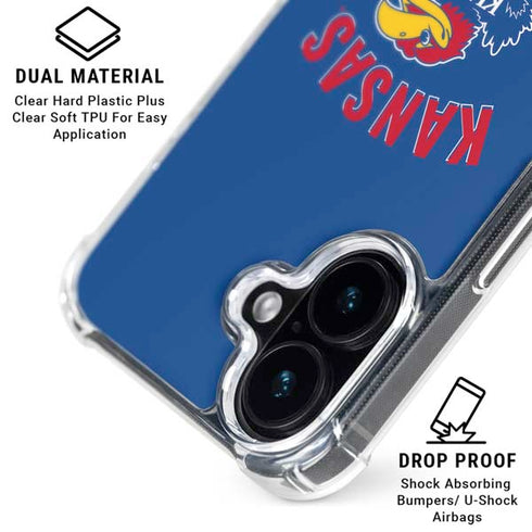University of Kansas Jayhawks Mascot iPhone 16 Plus Clear Case