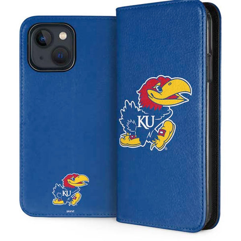 University of Kansas Jayhawks Mascot Outline iPhone 15 Plus Folio Case