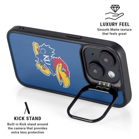 University of Kansas Jayhawks Mascot Outline iPhone 15 Plus Kickstand Case