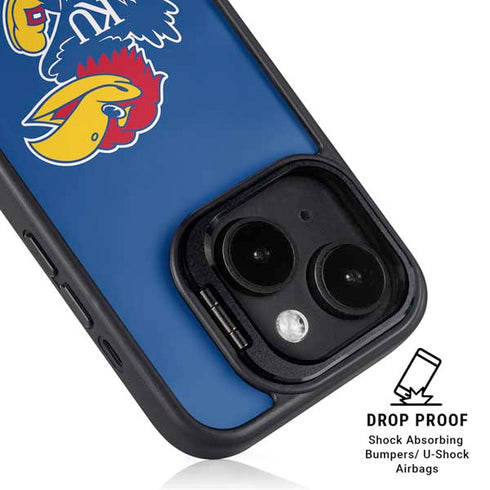University of Kansas Jayhawks Mascot Outline iPhone 15 Plus Kickstand Case