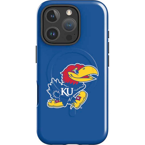 University of Kansas Jayhawks Mascot Outline iPhone 16 Pro Max Magsafe Impact Case