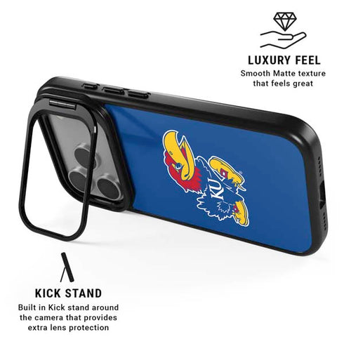 University of Kansas Jayhawks Mascot Outline iPhone 17 Pro Max Kickstand Case