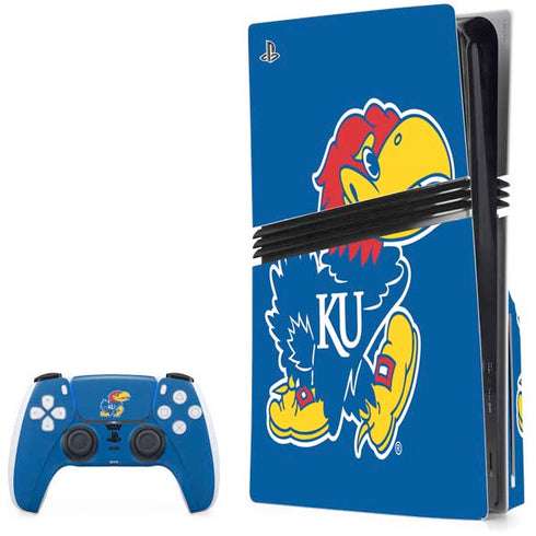 University of Kansas Jayhawks Mascot Outline PS5 Pro Disk Bundle Skin