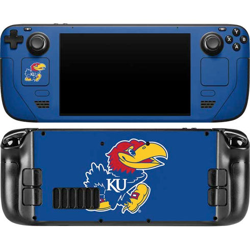 University of Kansas Jayhawks Mascot Outline Steam Deck Handheld Gaming Computer OLED Skin