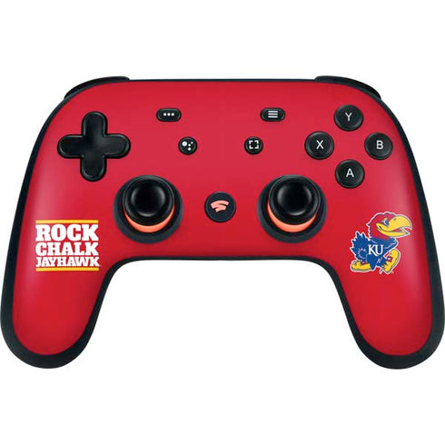University of Kansas Rock Chalk Jayhawk Google Stadia Controller Skin
