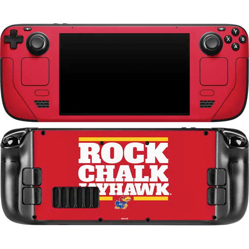 University of Kansas Rock Chalk Jayhawk Steam Deck Handheld Gaming Computer OLED Skin