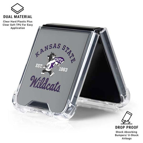 Kansas State University Wildcats Est 1863 Galaxy Z Flip7 Clear Case