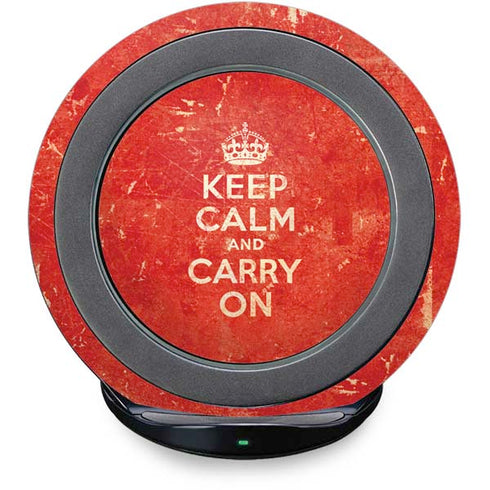 Keep Calm and Carry On Distressed Fast Charge Wireless Charging Stand Skin