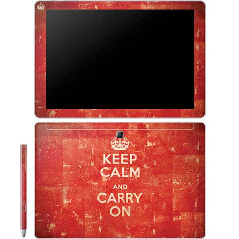 Keep Calm and Carry On Distressed Galaxy Book 12in Skin