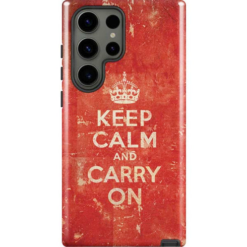 Keep Calm and Carry On Distressed Galaxy S23 Ultra Pro Case