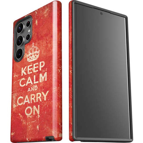 Keep Calm and Carry On Distressed Galaxy S23 Ultra Pro Case