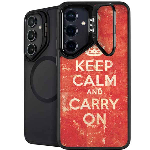 Keep Calm and Carry On Distressed Galaxy S24 FE Kickstand Case