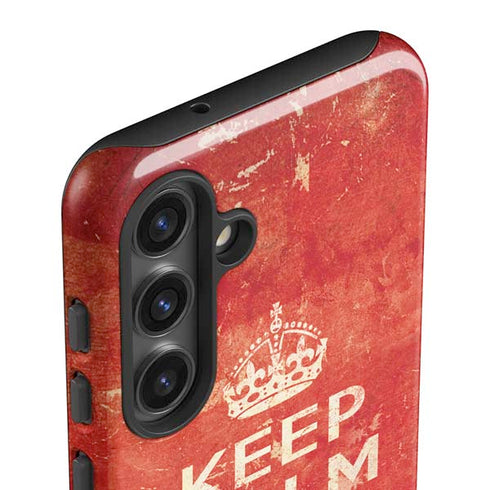 Keep Calm and Carry On Distressed Galaxy S25 Impact Case