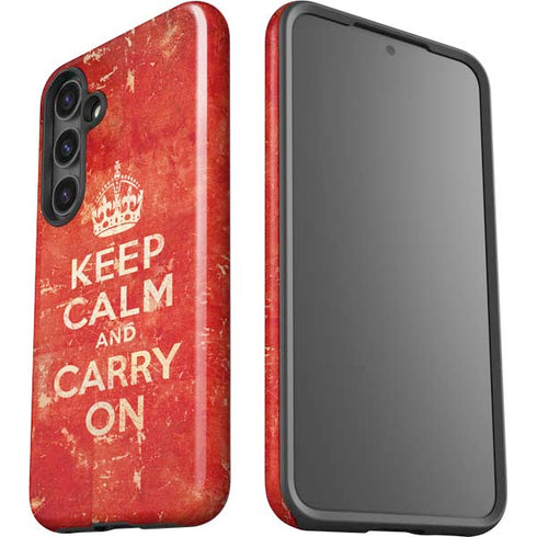 Keep Calm and Carry On Distressed Galaxy S25 Impact Case