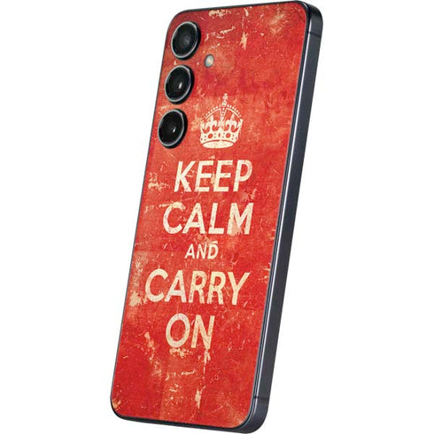 Keep Calm and Carry On Distressed Galaxy S24 Plus Skin