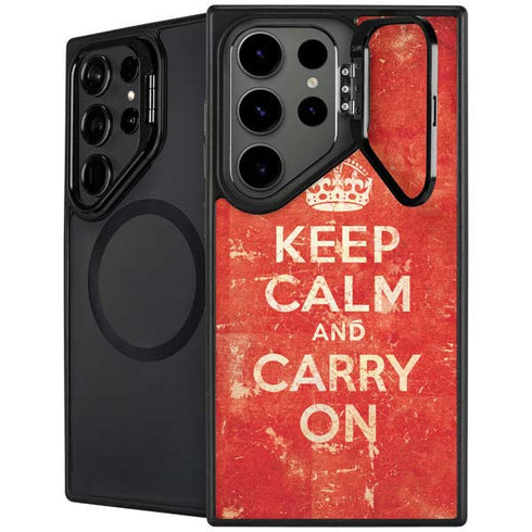Keep Calm and Carry On Distressed Galaxy S24 Ultra Kickstand Case