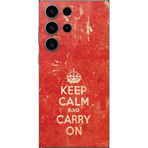 Keep Calm and Carry On Distressed Galaxy S25 Ultra Skin