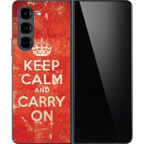 Keep Calm and Carry On Distressed Galaxy Z Fold5 5G Skin