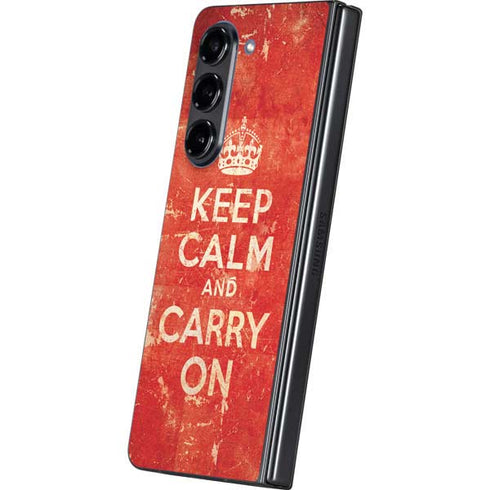 Keep Calm and Carry On Distressed Galaxy Z Fold5 5G Skin
