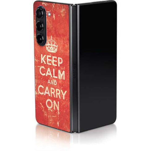 Keep Calm and Carry On Distressed Galaxy Z Fold5 5G Skin