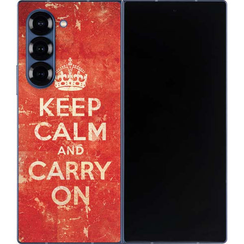 Keep Calm and Carry On Distressed Galaxy Z Fold6 Skin