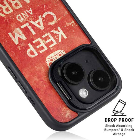 Keep Calm and Carry On Distressed iPhone 14 Kickstand Case