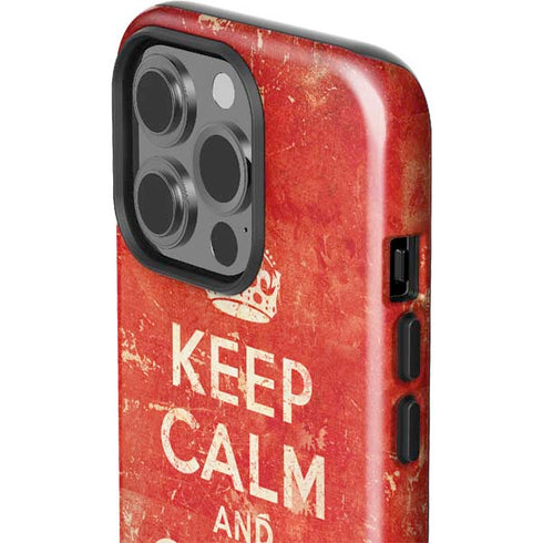 Keep Calm and Carry On Distressed iPhone 15 Pro Impact Case