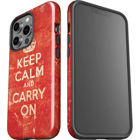 Keep Calm and Carry On Distressed iPhone 15 Pro Impact Case