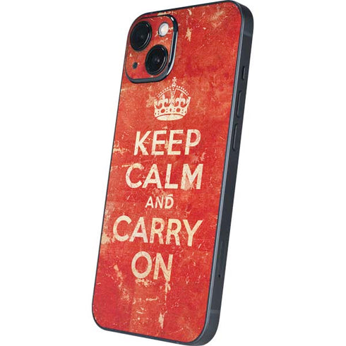 Keep Calm and Carry On Distressed iPhone 15 Skin