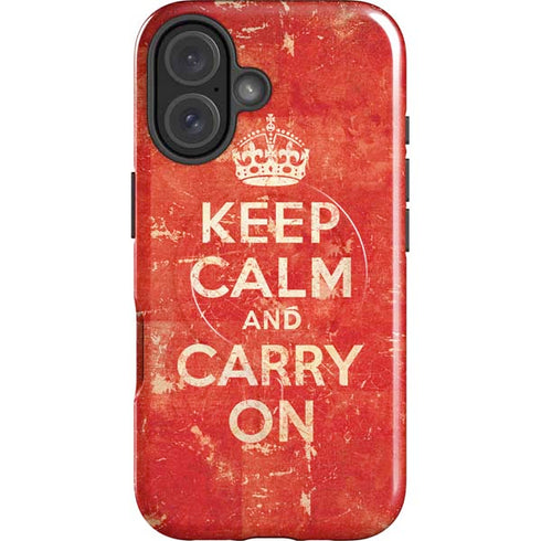 Keep Calm and Carry On Distressed iPhone 16 Magsafe Impact Case