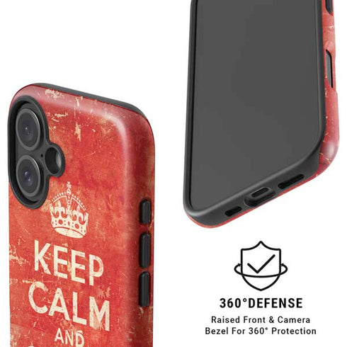Keep Calm and Carry On Distressed iPhone 16 Plus Magsafe Impact Case