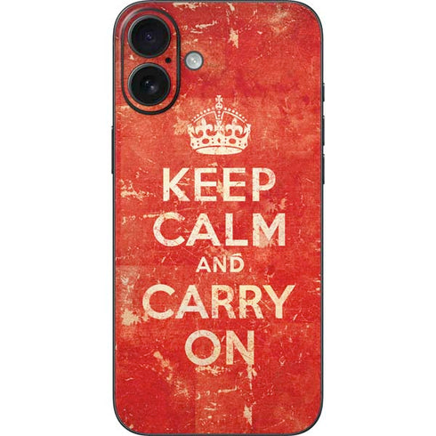 Keep Calm and Carry On Distressed iPhone 16 Plus Skin