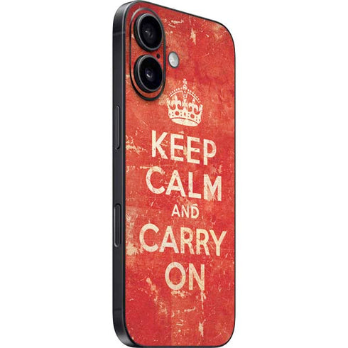 Keep Calm and Carry On Distressed iPhone 16 Plus Skin
