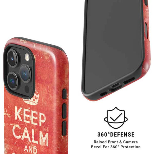 Keep Calm and Carry On Distressed iPhone 16 Pro Magsafe Impact Case