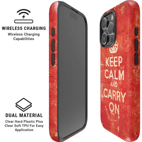 Keep Calm and Carry On Distressed iPhone 16 Pro Magsafe Impact Case