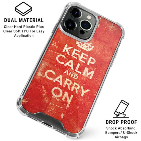 Keep Calm and Carry On Distressed iPhone 16 Pro Max Clear Case