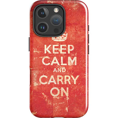 Keep Calm and Carry On Distressed iPhone 16 Pro Max Impact Case