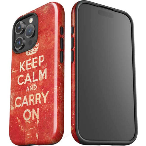 Keep Calm and Carry On Distressed iPhone 16 Pro Max Impact Case