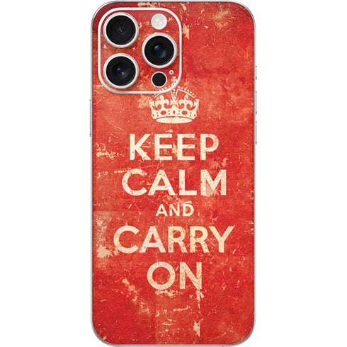 Keep Calm and Carry On Distressed iPhone 16 Pro Max Skin