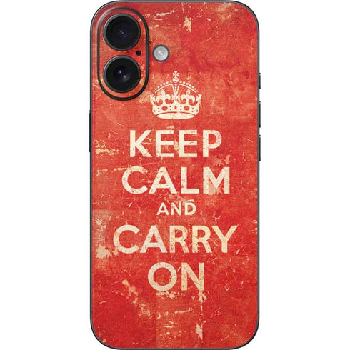 Keep Calm and Carry On Distressed iPhone 16 Skin