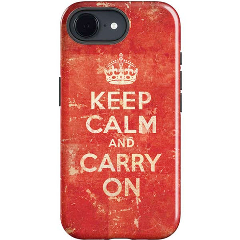 Keep Calm and Carry On Distressed iPhone 16e Impact Case