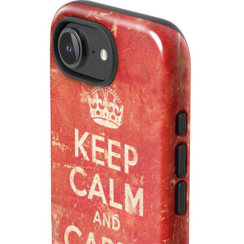 Keep Calm and Carry On Distressed iPhone 16e Impact Case
