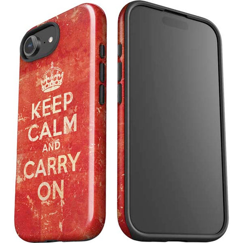 Keep Calm and Carry On Distressed iPhone 16e Impact Case