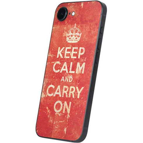 Keep Calm and Carry On Distressed iPhone 16e Skin