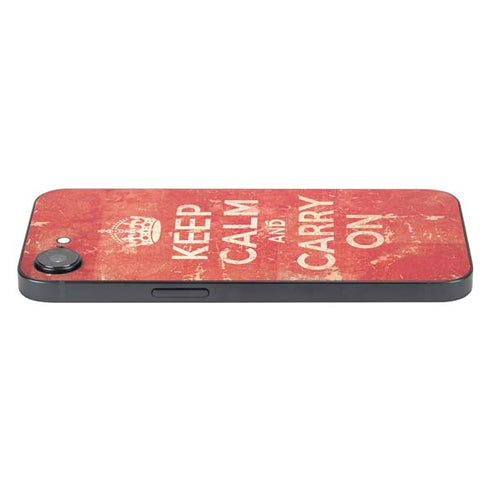 Keep Calm and Carry On Distressed iPhone 16e Skin