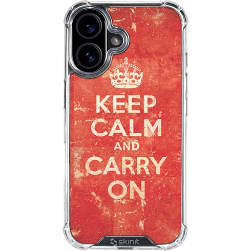 Keep Calm and Carry On Distressed iPhone 17 Clear Case
