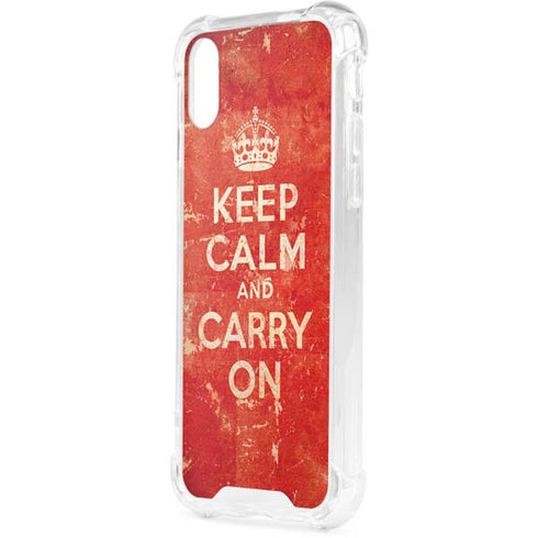 Keep Calm and Carry On Distressed iPhone XS Clear Case