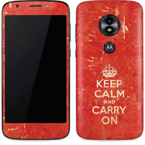 Keep Calm and Carry On Distressed Moto E5 Play Skin